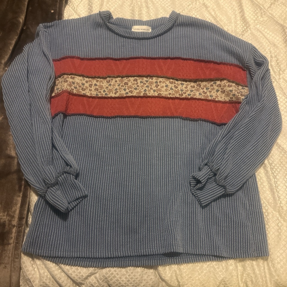 Blue and Red Striped Sweater